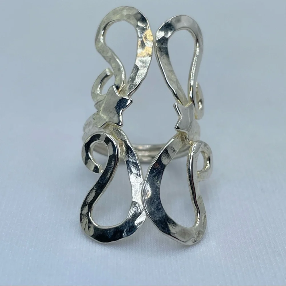 Vintage Taxco Mexico Silver Abstract Swirl Star Statement Ring Southwestern